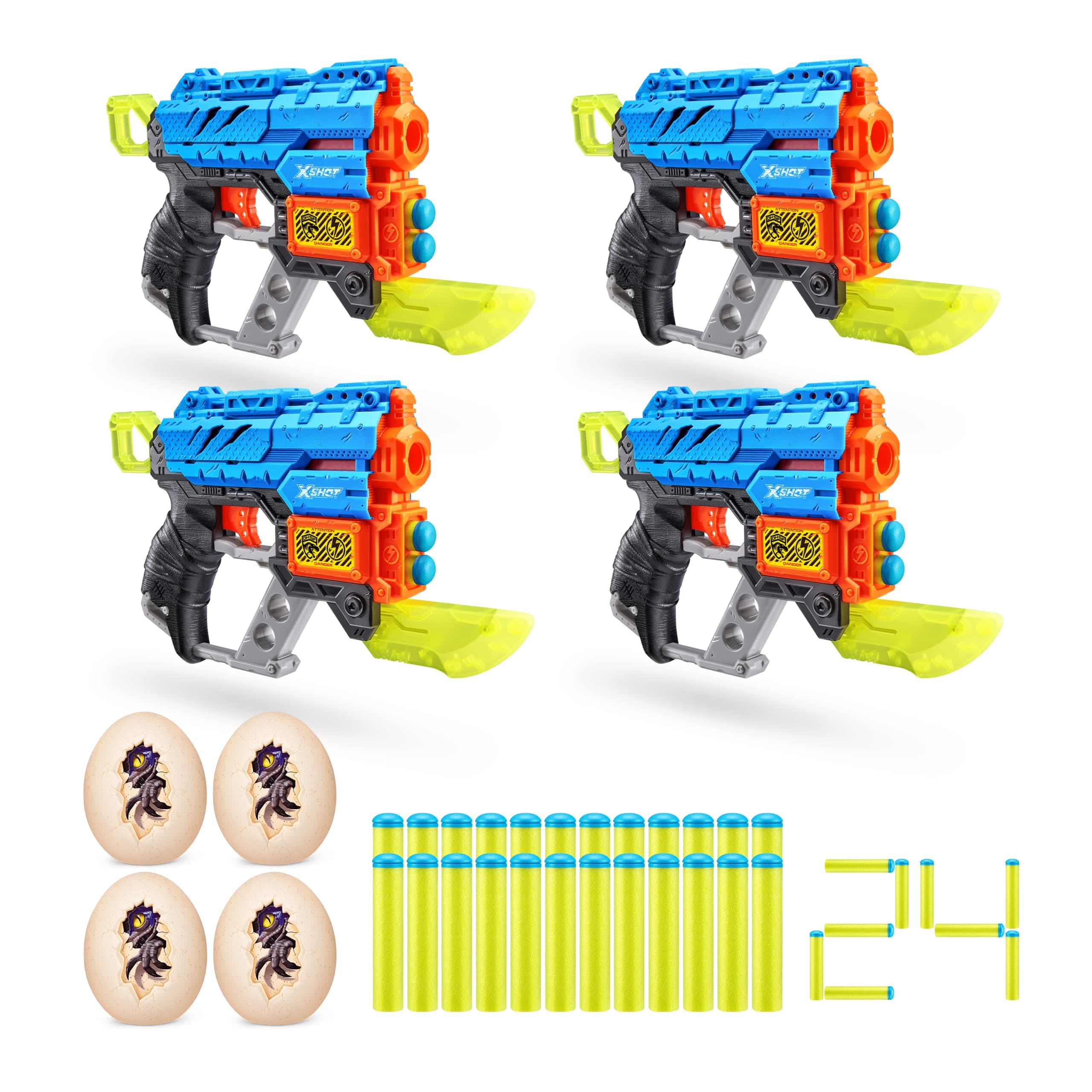 Dino Attack Dino Extinct 4 Pack (4 Blaster, 4 Small Egg, 24 Darts) by ZURU