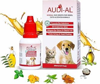 - Audial Ear Drops for Pets|100% Herbal Gentle Ear Cleaner for Ear Infections Ear Mites Bad Odour Head Shaking in Dogs and Cats|No Side Effects (Pack of 2)