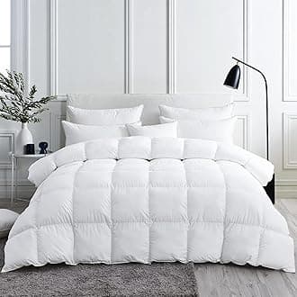 Luxury Goose Feather & Down Duvet - Medium Weight All Season - 120" x 98" - 100% Egyptian Cotton Cover, 2.4kg Fill Weight, Solid White