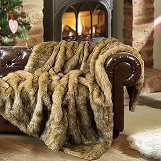 BATTILO HOME Faux Fur Throw Blanket for Couch,Sofa, Golden Yellow Fall Warm Blankets, Elegant, Cozy, Fluffy Thick Warm Decor Throw Blanket Reversible to Plush Velvet, 50"x60"