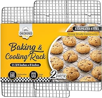 Checkered Chef Cooling Rack for Cooking and Baking - 8” x 11 ¾" Set of 2 Stainless Steel, Oven Safe Grid Wire Cookie Cooling Racks