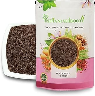 IndianJadiBooti Beej Tulsi - Tulsi Manjari - Krishna Tulsi Seeds For Eating - Shyama Tulsi Seeds (Edible) - Kali Tulsi Beej - Tukhme Rehan - Ocimum Sanctum, 400 grams