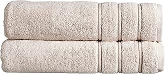 – Antalya Large Bath Sheets | Set of 2 | 100% Turkish Cotton | 600GSM | Soft Plush Luxury Bath Towels | 90cm x 150cm | Quick Dry | Pumice Beige