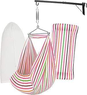 Baby Set | Pure Cotton Cloth, Removal Pad, Mosquito Net, Spring, Triangle and Window Hanger | FS- (Pink, Line Design)