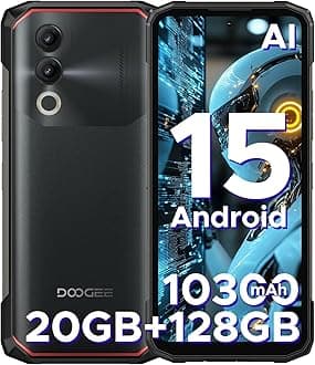DOOGEE Blade 20 AI Rugged Smartphone - Android 15, 10300mAh Battery, 20GB+128GB/2TF, 90Hz 6.6" Rugge phone, IP68/IP69K Waterproof Phone, 3 Card Slots, 4G Dual SIM/NFC/OTG/16MP/GPS/Face ID, 2025(Black)