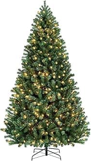 7.5 Ft. Premium 1480 Tips Extra Full Spruce Artificial Holiday Christmas Tree for Home - Easy Assembly - Prelit with 400 ct. White LED Lights