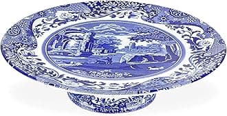 Blue Italian Collection Cake Stand, 10.5-Inch, Blue, Footed Cake Plate, Cake Tray, Cupcake Stand for Parties, Dessert Serving Dish, Dishwasher Safe