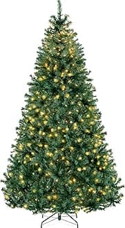 Best Choice Products 6ft Pre-Lit Christmas Tree Premium Hinged Artificial Pine Lighted Holiday Tree for Home, Office w/ 1,000 Branch Tips, 250 Lights, Metal Hinges, Foldable Base