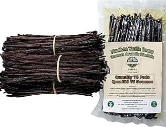 ESSENCE FOOD & BEVERAGE 75 Vanilla Beans Bulk For Making Vanilla Extract Grade A - NON-GMO Fresh Vanilla Bean pods, 6-8" Inches Vanilla Bean, Vanilla Beans For Making Vanilla Extract Grade A (75)