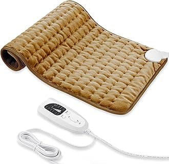 Heating pad, Electric Heat Pad with Automatic Switch-Off and 6 Temperature Levels Heating pad for Back Neck Shoulder Belly Heating Technology - Machine Washable. (12" x 24", Brown)