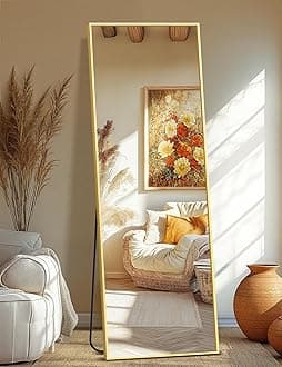 Full Length Standing Mirror, 70"x24" Gold Full Body Mirror with Aluminum Alloy Frame, Free Standing or Wall Mount for Bedroom, Living Room, Dressing Room