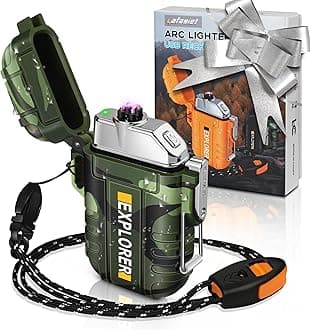 Lafagiet Waterproof Arc Lighter, Outdoor Dual Plasma Arc Lighter, USB Rechargeable Flameless Electric Lighters for Camping, Hiking, Survival Tactical (F13-Camouflage)