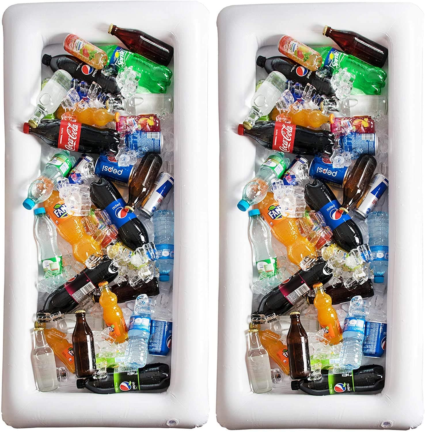 Inflatable Pool Table Serving Bar - Large Buffet Tray Server with Drain Plug - Keep Your Salads & Beverages Ice Cold - for Parties Indoor & Outdoor use Bar Party Accessories (2 Pack)