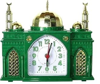 Mosque Shaped Alarm Clock Battery Mosque Clock Plays Islamic Muslim Azan Call to Prayer Green