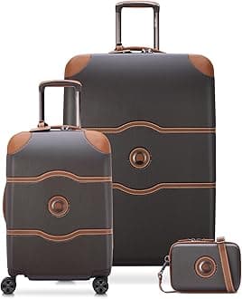 DELSEY PARIS Chatelet Air 2.0 Hardside Luggage with Spinner Wheels, Chocolate Brown, 3 Piece Set (20/28/Crossbody)