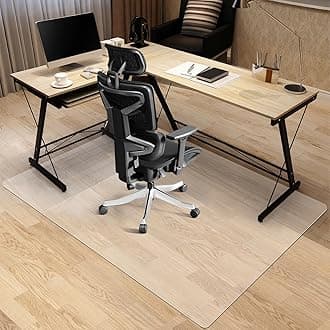 Kuyal Office Chair Mat for Hardwood Floor, 51'' x63'' Rectangle Transparent Desk Thick Durable Chair Mat for Rolling Chairs, Easy Glide, Floor-Protector