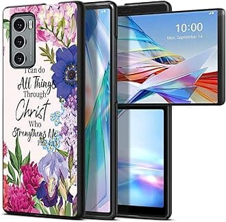 Phil 4:13 Flowers for LG Wing 5G 6.8" Phone Case, Slim Phone Case for LG Wing (2020), Hard PC Shookproof Wireless Charging Men/Women Cover for LG Wing 5G