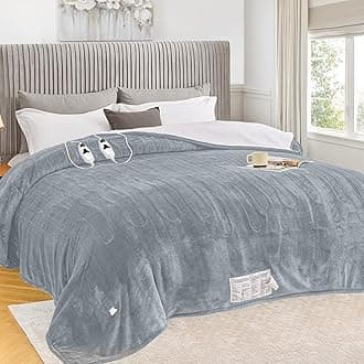 Heated Electric Queen Size Blanket, 84"X90", Dual Control, 10 Heat Levels, Auto-Off, Overheat Protection, Soft Sherpa, ETL Certified, Dove Grey