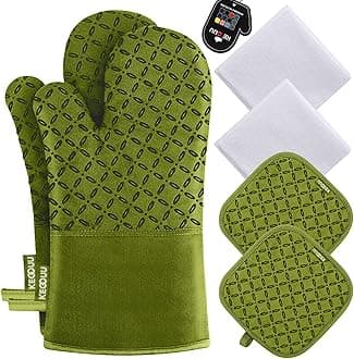KEGOUU Oven Mitts and Pot Holders 6pcs Set, Kitchen Oven Glove High Heat Resi...