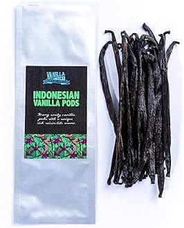Vanilla Mart - Indonesian Vanilla Pods - Pack of 50 Vanilla Pods - Grade A Vanilla Beans - Whole Grade A Vanilla Pods - Premium Indonesian Vanilla - Vanilla Pods & Beans from Around The Globe
