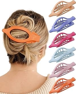 French Flat Hair Clips for Women - 6Pcs Flat Hair Claws for Thin Thick Hair Strong Hold No Slip Grip Hair Claw Clips for Women Girls (Polished(Highly saturated colors))
