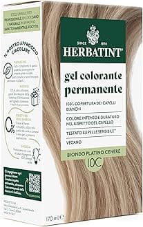 Herbatint Permanent Hair Colour Gel 10C Platinum Blonde Ash - 170 ml | Ammonia Free, 100% Coverage for White Hair | For Sensitive Skin, with 8 Natural Organic Extracts