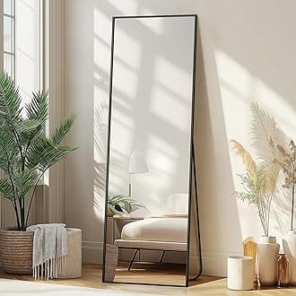 Delma Wall Full Length Mirror,Standing Mirror Full Body,Large Floor for Wall Door Bedroom Bathroom Living Room with Aluminium Frame(with Stand,56x15-Black)