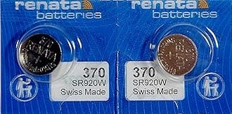 Best Price Square 2 x Renata Wrist Watch battery - Swiss Made - Batteries Cells Silver Oxide 0% Mercury Free Button Cell 1.55v Renata Long Life Batteries (370 (SR920W))