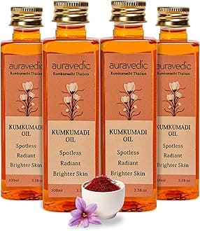 Auravedic Kumkumadi tailam for face for glowing skin 100 ml pack of 4 Kumkumadi oil for face serum for women glowing skin pigmentation serum face body oil after bath for daily use