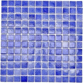Tenedos Square 1x1 Blue Recycled Glass Mosaic Floor Wall Pool Tile Backsplash (Exact Size 7/8 Inch) for Kitchen Swimming Pool Tile, Bathroom, Accent Decor (1 Sheet, Royal Blue)