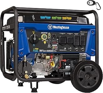 Westinghouse 12500 Peak Watt Tri-Fuel Home Backup Portable Generator, Remote Electric Start, Transfer Switch Ready, Gas, Propane, and Natural Gas Powered