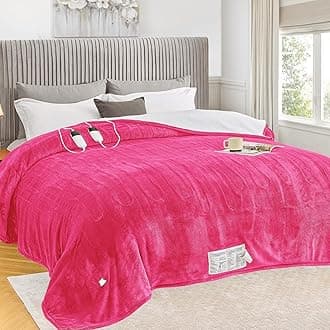 greenoak Heated Blanket Electric Queen Size 84"X90" Dual Control, Heating Blanket with 10 Heat Levels 1/2/4/6/8 Hours Auto-Off Overheat Protection, Soft Sherpa Warm, ETL Certified Coral Pink