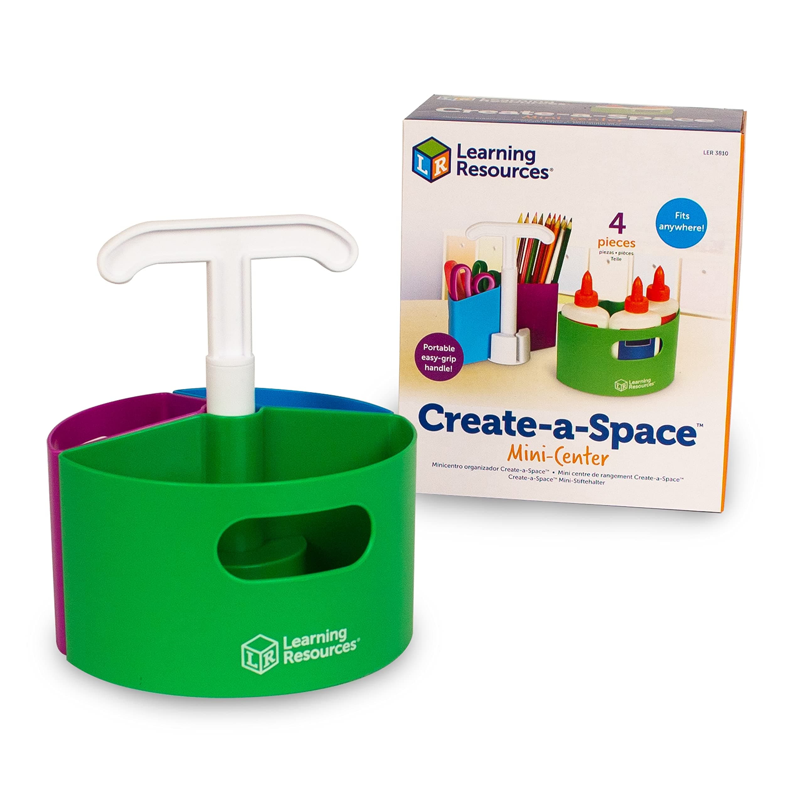 Learning Resources Create-a-Space Storage Mini Center, Back to School Resources for Teachers, Small Space Storage, Teacher Organizer, Home School Accessories, 4 Piece Set