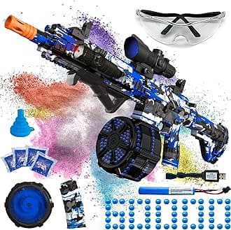 Electric Gel Ball Blaster, High Speed Automatic Splatter Ball Blaster with 60000+ and Goggles, Rechargeable Splatter Ball Toys for Outdoor Activities Shooting Game Party Favor- Blue