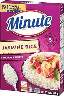Minute Jasmine Rice, Instant Jasmine Rice for Quick Dinner Meals, 12 Ounce Box