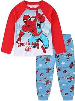 Spider-Man Boys 2 Piece Long Sleeve Shirt and Pants Set for Toddler and Big Kids