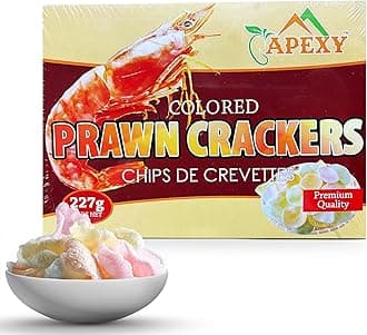 APEXY Authentic Prawn Crackers Uncooked, Crispy and Delicious Shrimp Chips for Party Appetizers and Snacks, Cook and Serve, 8 oz (227g), Multi Color