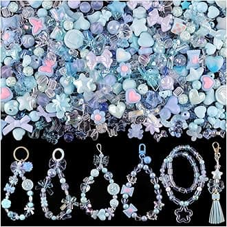 Assorted 170-230PCS Blue Acrylic Beads for Bracelet Making, Flower Bow Butterfly Candy GummyBear Aesthetic Bracelet Charms,Cute Beads for Jewelry Making DIY Necklace Keychain Phone Charm