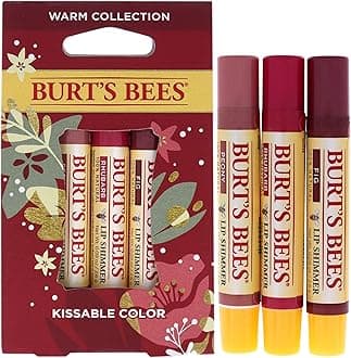 Burt's Bees Kissable Color Warm Collection Unisex Lip Shimmer Peony, Rhubarb, Fig 3 oz
