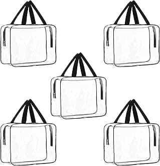TULMAN 5 Pack Small Transparent Cosmetic Bag – PVC Travel Toiletry & Makeup Organizer, Handbag & Kids Toy Storage, Travel Organizer for Toiletries, Cosmetics & Toys – 30x22x8 CM