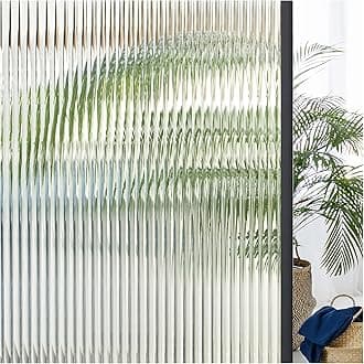 Lifetree Reeded Glass Window Film Privacy: 3D Decorative Vinyl Window Privacy Film Static Cling UV Blocking for Glass Windows Door (Opaque, 60 * 200cm)