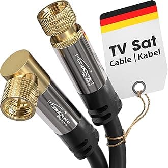 KabelDirekt – SAT Cable – Coaxial, Internet & Satellite TV/Aerial Cable, F-Connector – Designed in Germany – 90° angled/straight – 5m (Radio, DVB-T2/DVB-C/DVB-S2 – black)