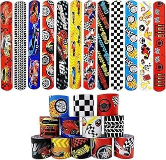 Race Car Slap Bracelets Wristband Slap Bands for Kids Party Bag Fillers,24Pcs Racing Car Snap Bracelet Bands Bulk for Kids Boys Birthday Race Car Theme Party Supplies Favors Classroom Prizes Gifts