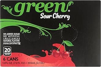 Green Cola Soda Sparkling Sour Cherry with Real Fruit Juice, Naturally Sweetened, No Artificial Sweeteners, Natural Flavors, 66.9 Fluid Ounce (Pack of 4)