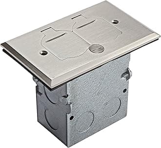 ENERLITES Nickel Plated Brass Flip Lid Cover Floor Box Kit includes 20A Tamper-Weather Resistant Duplex Receptacle Outlet, 1- Gang Junction Box, Watertight Gaskets, UL Listed, 975507-S