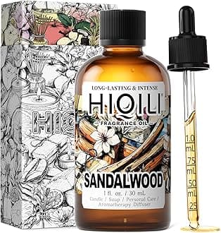 HIQILI Sandalwood Fragrance Oil for Home Diffuser, Luxury Hotel Scent, Perfect for DIY Candle & Soap Making, Add to Body Lotion - 1 Fl Oz