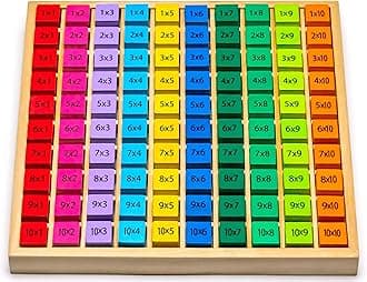 Natureich Montessori maths 1x1 board for boys and girls, children from 3 years, educational stacking and calculating board, wooden toy for learning to count, numbers, motor skills, multiplication