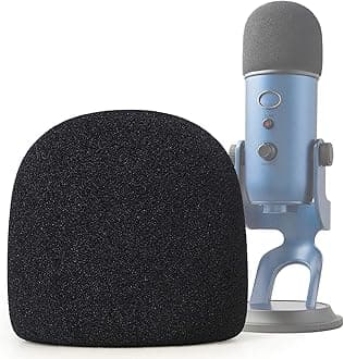 Microphone Foam Mic Windscreen Cover for Blue Yeti, Yeti Pro Microphones, Blue Yeti Pop Filter Wind Shield by SUNMON (Black)