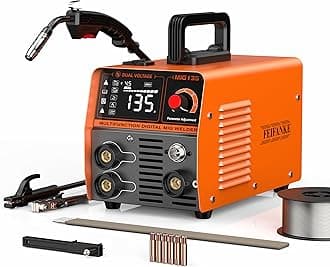 135A MIG Welder 110V/220V Dual Voltage Flux Core MIG/ARC/Lift TIG 3-IN-1 Synergy Welding Machine IGBT DC Inverter Gasless Welder with MIG Torch and 1 Pounds Welding Wire