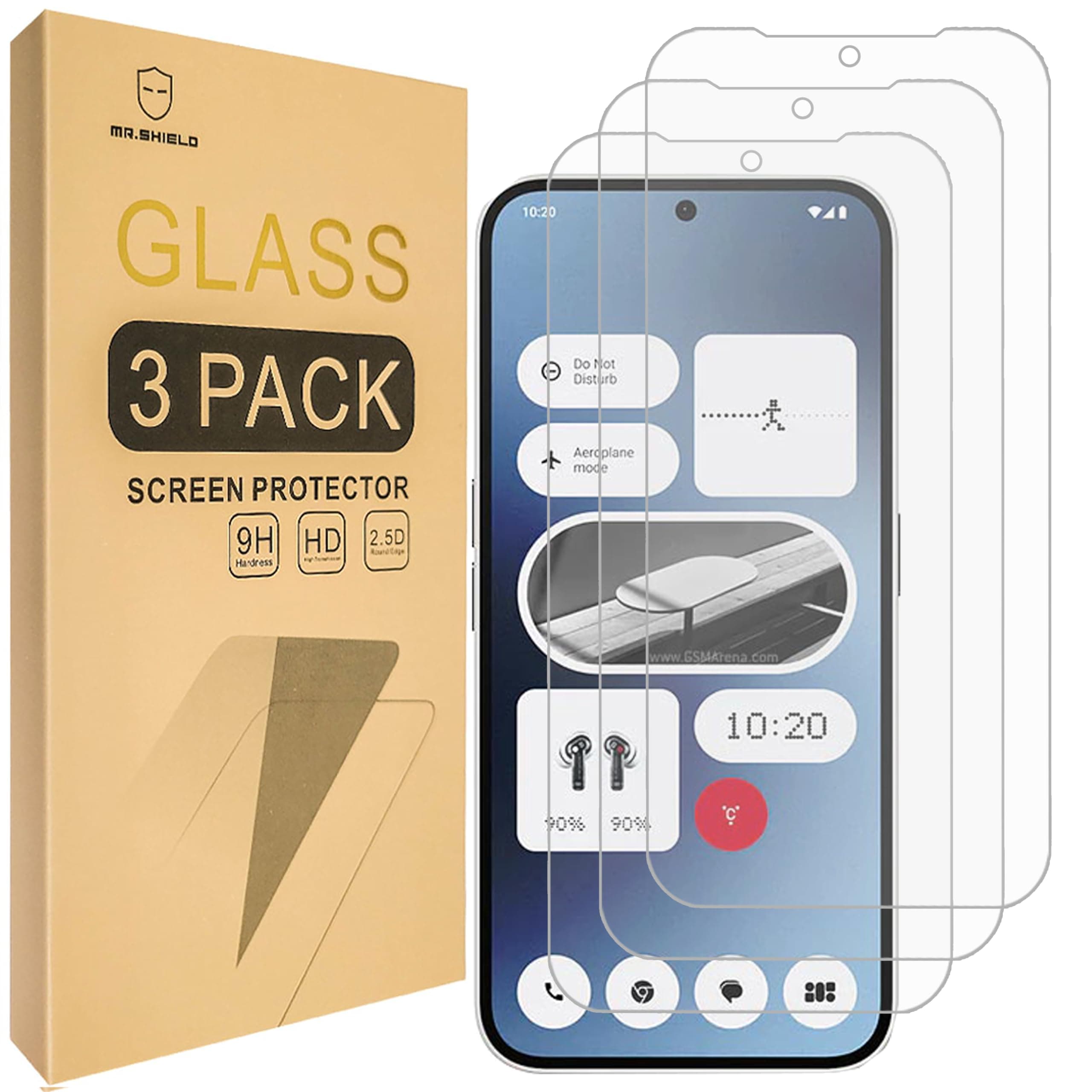Mr.Shield Screen Protector compatible with Nothing Phone (2a) / Nothing Phone 2A [Tempered Glass] [3-PACK] [Japan Glass with 9H Hardness]